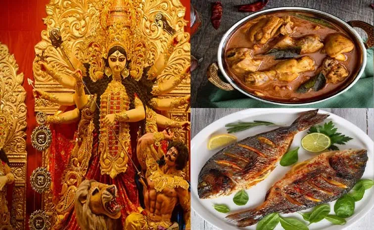 నవరాత్రుల్లో అక్కడ దుర్గమ్మకి నైవేద్యాలుగా చేపలు, మాంసం..! ఎందుకంటే..