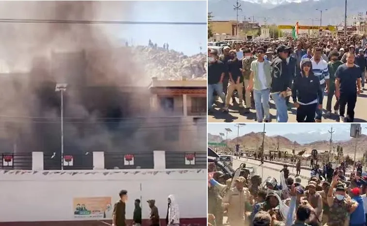 Youth Protest In Ladakh Amid Statehood Demand: Bjp Office Set On Fire