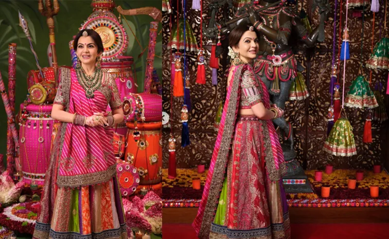  Navratri  Nita Ambani Banarasi lehenga and diamonds embracing 9 shades of Durga