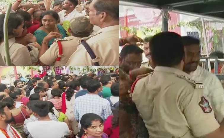 Indrakeeladri Police brutality against female devotees