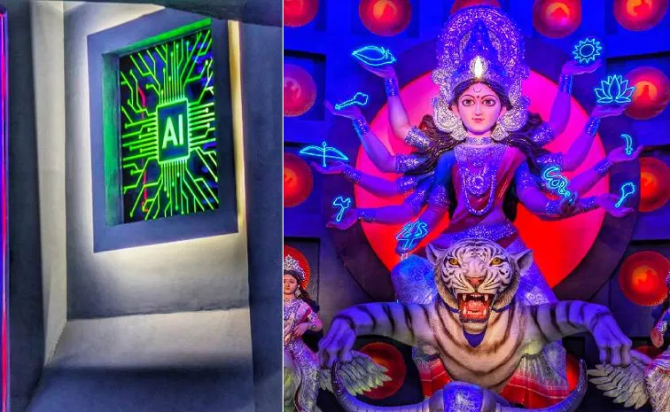 Durga Puja Pandal Explores AI as Boon or Bane with a Futuristic Theme
