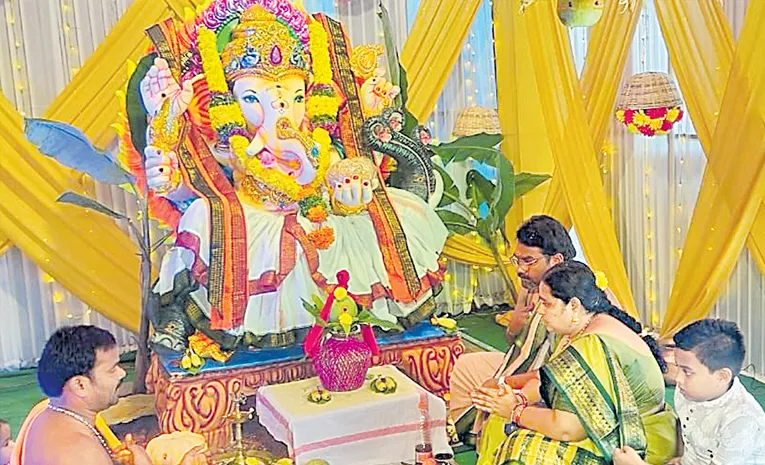 Muslim Family Visits Ganesh Mandapam in Vijayawada