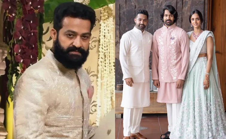 Jr Ntr and His wife attends brother in law Narne nithiin wedding