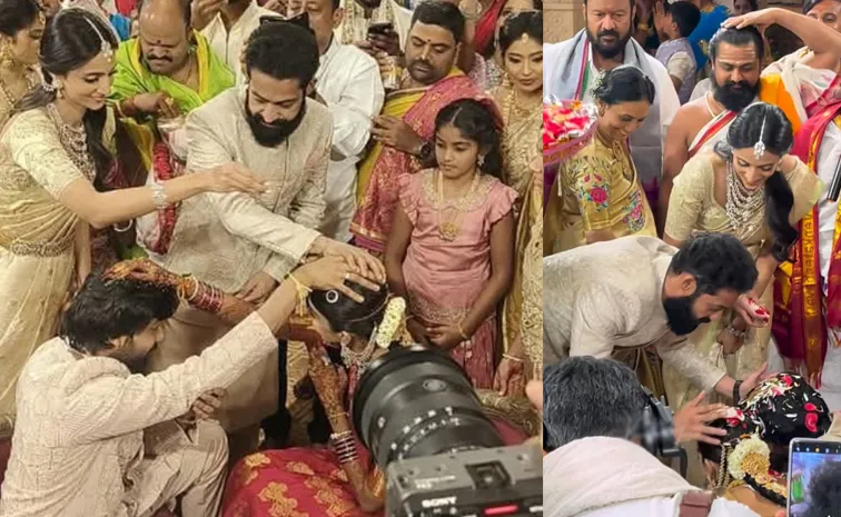 Narne nithin couple blessing receive his sister and jr ntr