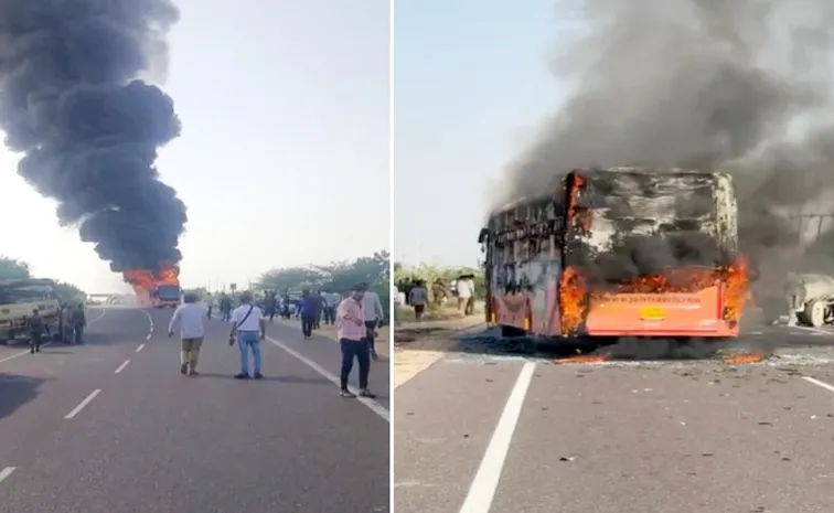 ప్రైవేట్‌ బస్సులో చెలరేగిన మంటలు ..12మంది సజీవ దహనం?