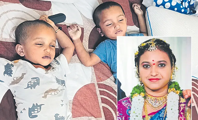 mother twin child ends life in hyderabad
