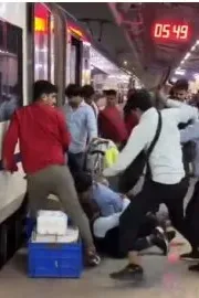 Vande Bharat Staff Caught Fighting With Belts6