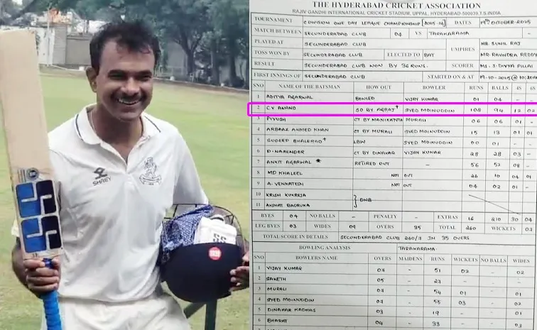 CV Anand Slammed Century Playing For Secunderabad Club Against Tarakarama In Division One Day League Championship