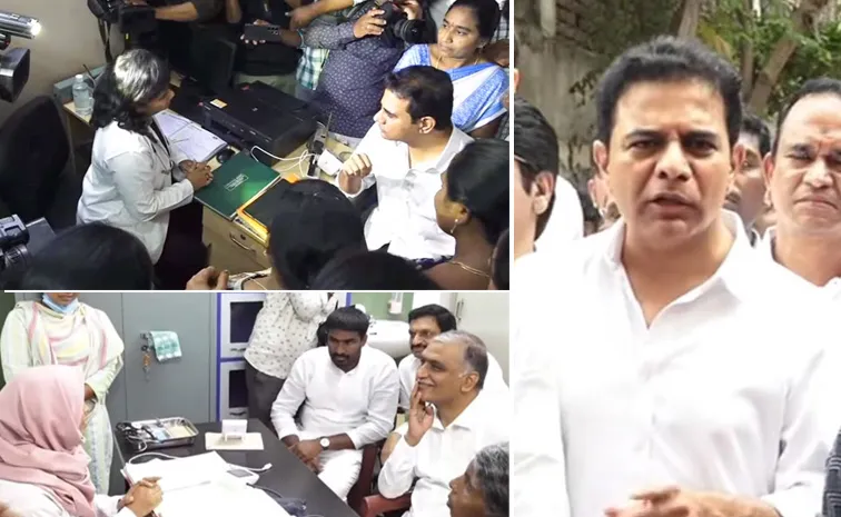 BRS KTR Harish Rao Visits bast Dwakhana Slams Congress Revanth Govt