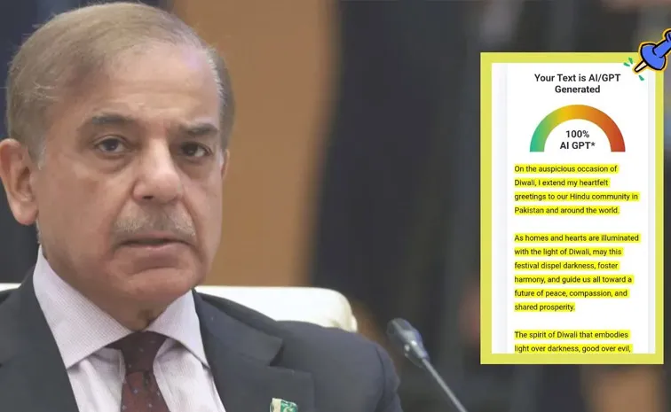 Pakistan PM Sharif Wishes Happy Diwali Netizens Flag 100 AI Written