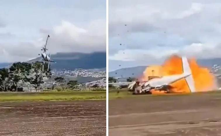 Venezuela plane crash Aircraft explodes in fireball