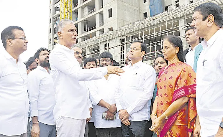 Harish Rao Fire Comments On Congress Govt Over TIMS Hospitals Works at Kothapet