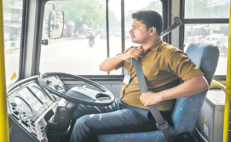 Seat belt in RTC bus At Telangana
