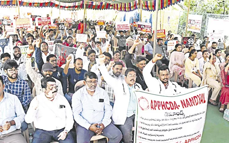 striking phc doctors continue agitation over in service quota for pg seats