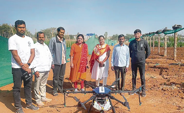 Shameerpeta farmers cultivation through  drum seeder, sprayer drones