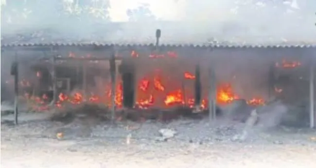 Fires raging at the scene