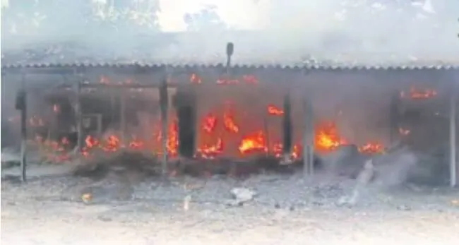 Fires raging at the scene