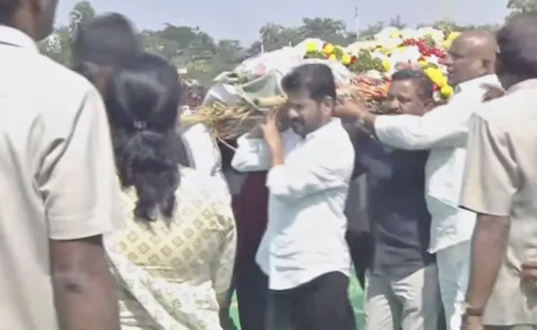 Telangana CM Revanth Reddy At Writer Andesri Last Rites with state honours Updates