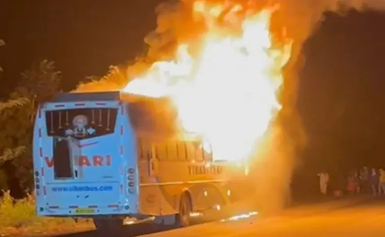 Private travel bus accident in Suryapet