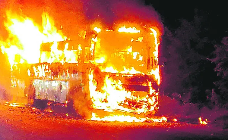 Bus accident due to technical fault in engine