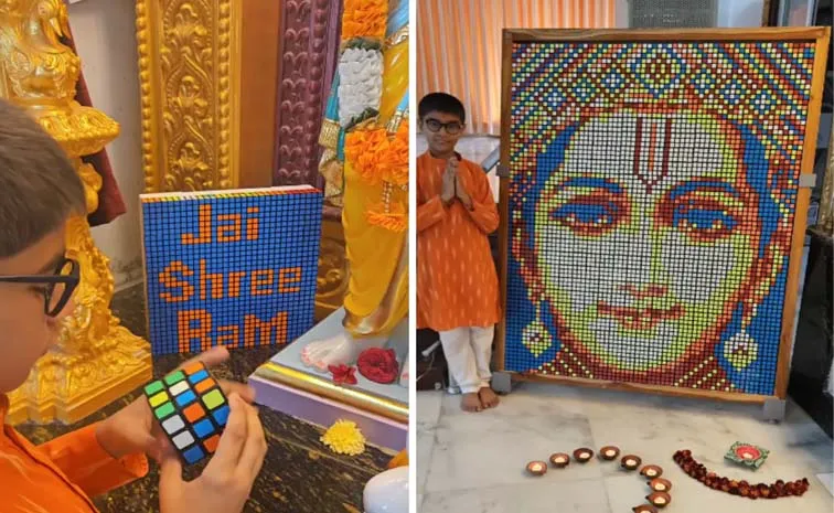 Hriday Patel an 11 year old boy creates Rubik’s Cube mosaic of Lord Ram