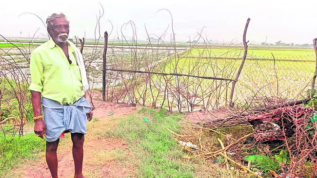 పొలంలోకి వెళ్లనీయకుండా అడ్డుకుంటున్నారు! 