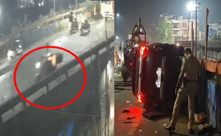 Car Hits Two-Wheelers On Flyover In Maharashtra