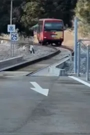 Japan dual mode vehicle switches from bus to rail in about 15 seconds automobile