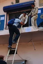 staircase of SBI branch demolished during an anti encroachment drive