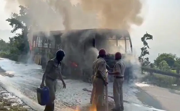 Bus Fire Accident At Parvathipuram Manyam District