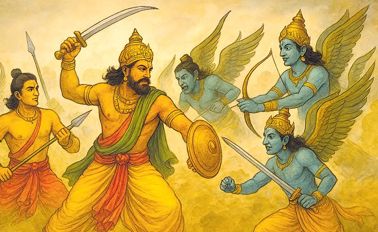 Bharata defeated the Gandharvas