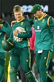 South Africa is the first team to breach the 300 run mark after losing their first three wickets for under 15 in an ODI run chase