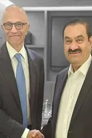 Gautam Adani met Satya Nadella demoed AI applications