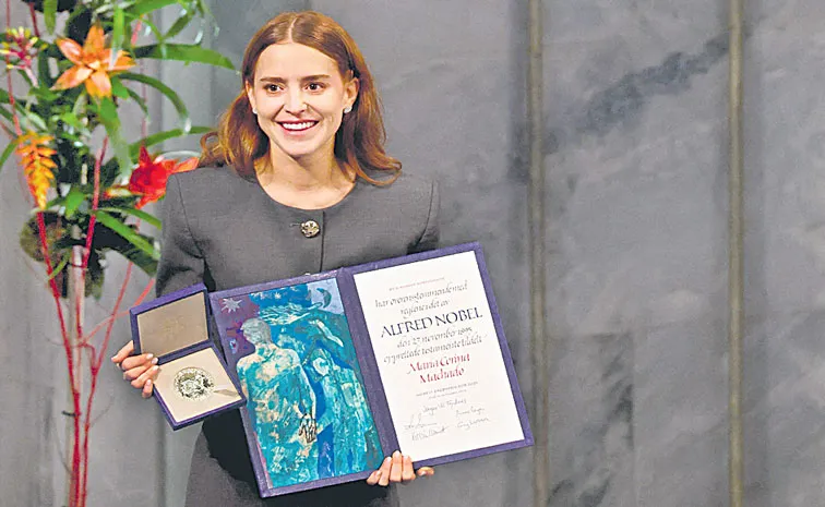 Daughter of Venezuela Machado receives Nobel Peace Prize on her behalf1