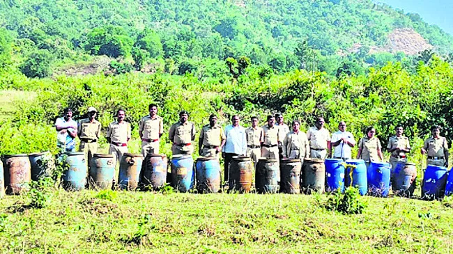 8,900 లీటర్ల బెల్లం ఊట ధ్వంసం