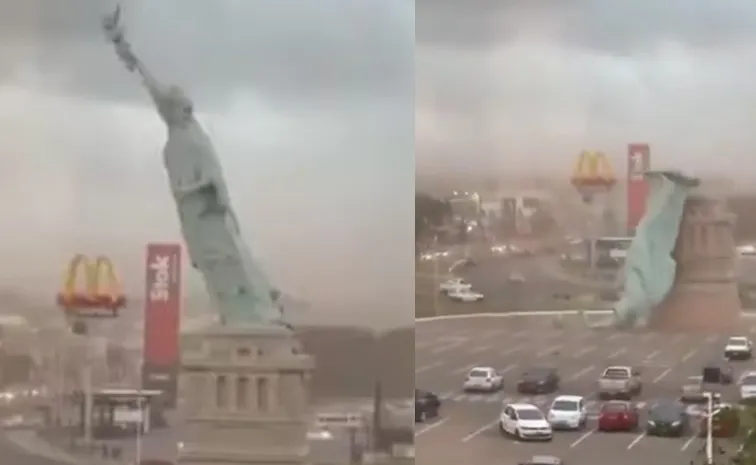 Strong Winds Topple Statue Of Liberty During Storm Brazil
