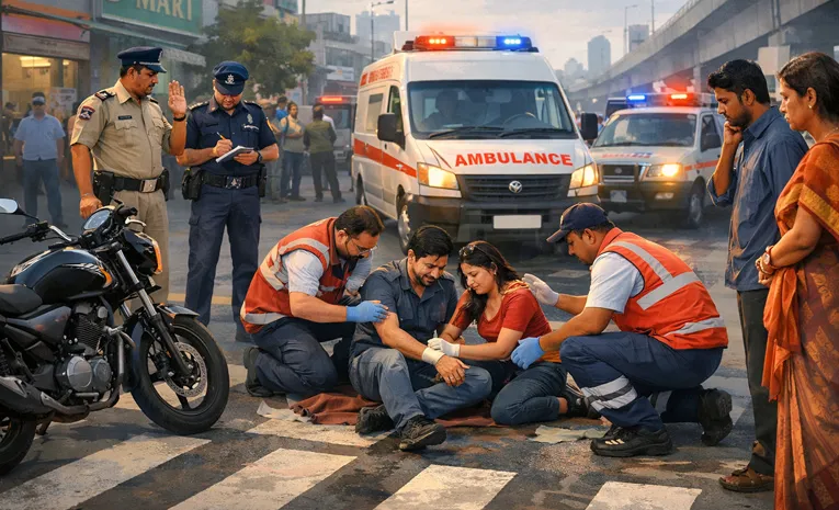 balanagar pedestrian hit by bike hyderabad