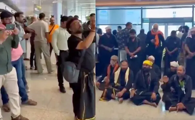 అయ్యప్ప భక్తుల ఆందోళన.. శంషాబాద్‌లో ఉద్రిక్తత!