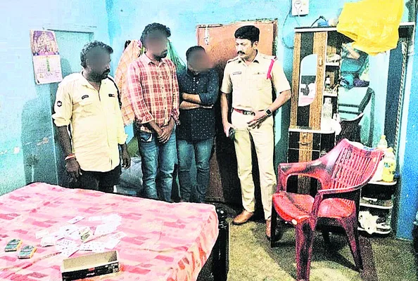 Gamblers under the custody of the  Balajinagar inspector
