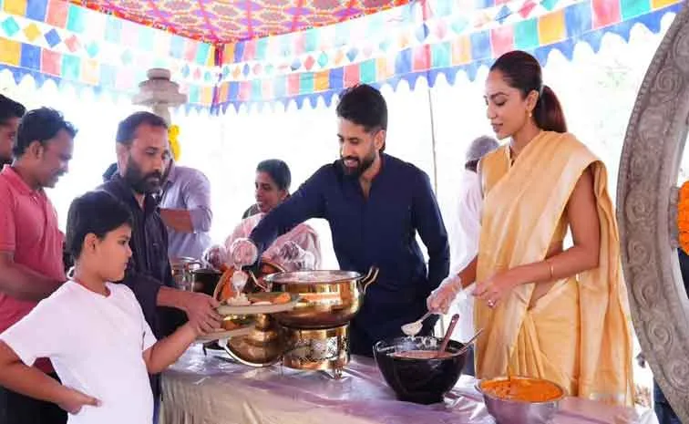 Naga Chaitanya, Sobhita Dhulipala Celebrate Sankranti at Annapurna Studios 2026
