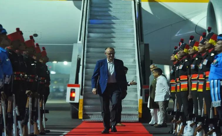 Germanys Chancellor Friedrich Merz lands in India