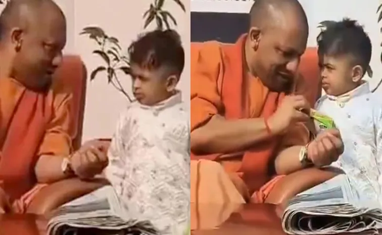 Toddler chips request Yogi Adityanath gives a packet Watch video