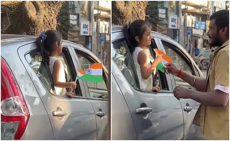 Rapido auto driver returns fallen tricolour flag to little girl