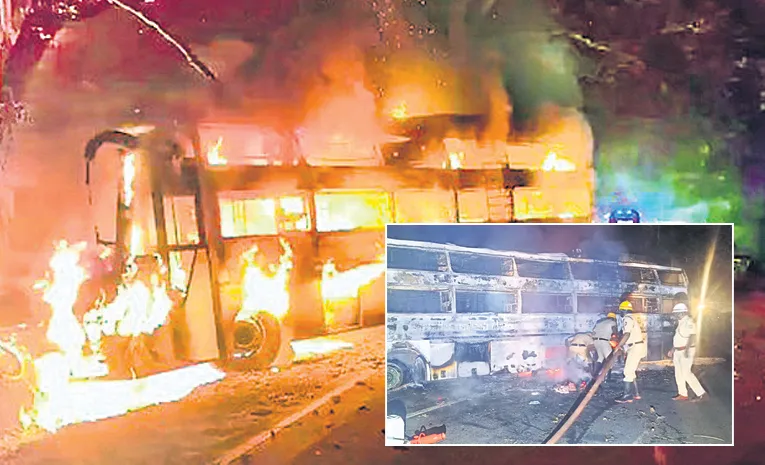 Karnataka passenger bus catches fire near Hosanagar
