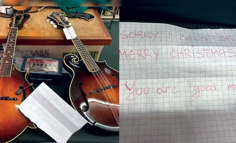 Thief returns stolen mandolins to US guitar shop