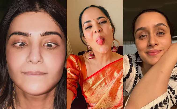 సమంత వింత పోజు.. అనసూయ ఫన్నీ ఫేస్!