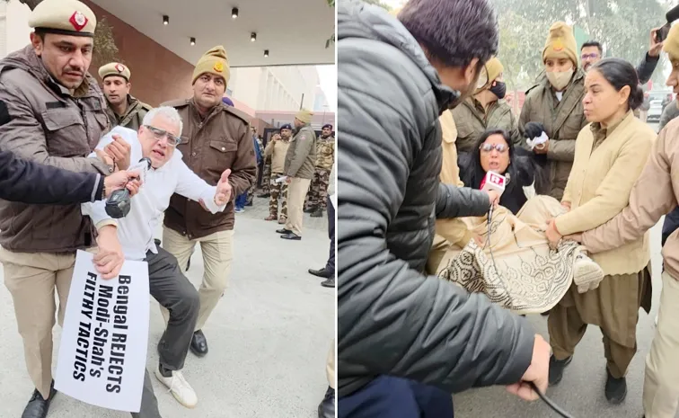TMC MPs protest outside Amit Shah Delhi office