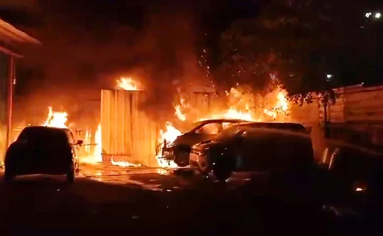 Fire Broke Out At Car Showroom In Attapur Hyderabad