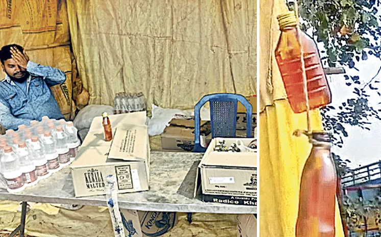 illegal belt shops operating at Balakoteswara Swamy Temple