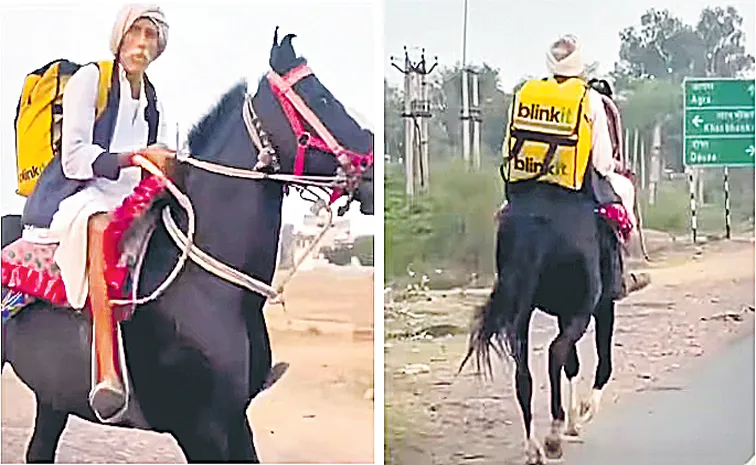 Rajasthan man delivers Blinkit order on horse